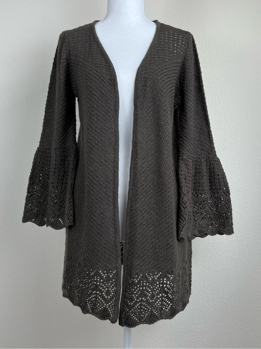 LC Lauren Conrad Boho Bell Sleeve Earthy Indie Cardigan‎ Cottagecore Knit S